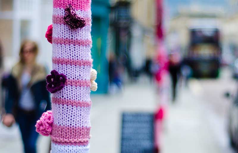 Milsom Street Bath - Yarn bombed in one of the city's colourful events