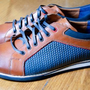 Lacuzzo LD-1125s brown with blue panels, laces and soles