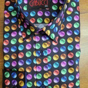 Gabucci shirt with pinballs on black with pinball lining