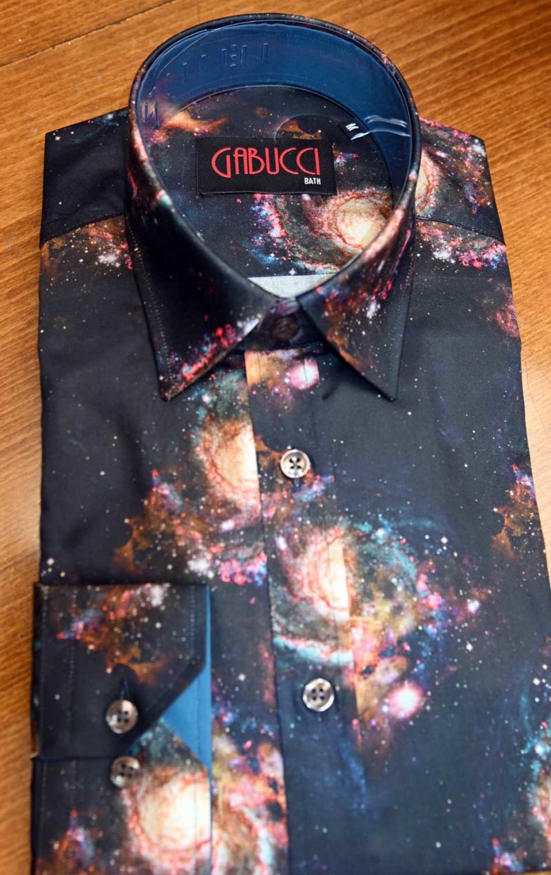 Gabucci shirt with galaxy design on black