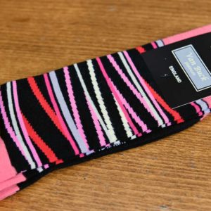 Van Buck english cotton socks pink stripes on black