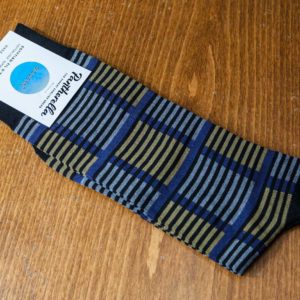 Pantherella Modern sock in black with yellow and blue blocks