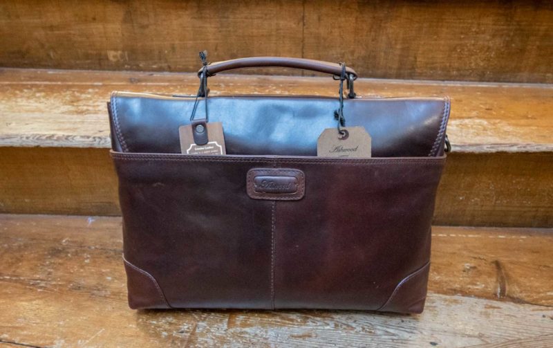 Ashwood leather briefcase in Tan Rhode soft luxurious leather.