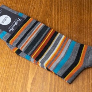 Pantherella Classic sock in grey with blue and orange stripes