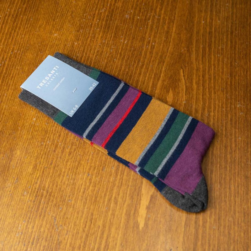 Tresanti multi stripe combed cotton sock