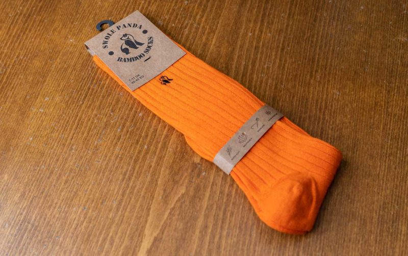 Swole Panda bamboo ribbed sock in orange