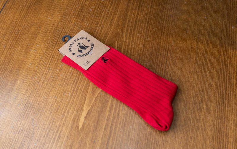 Swole Panda bamboo ribbed sock in red - one size