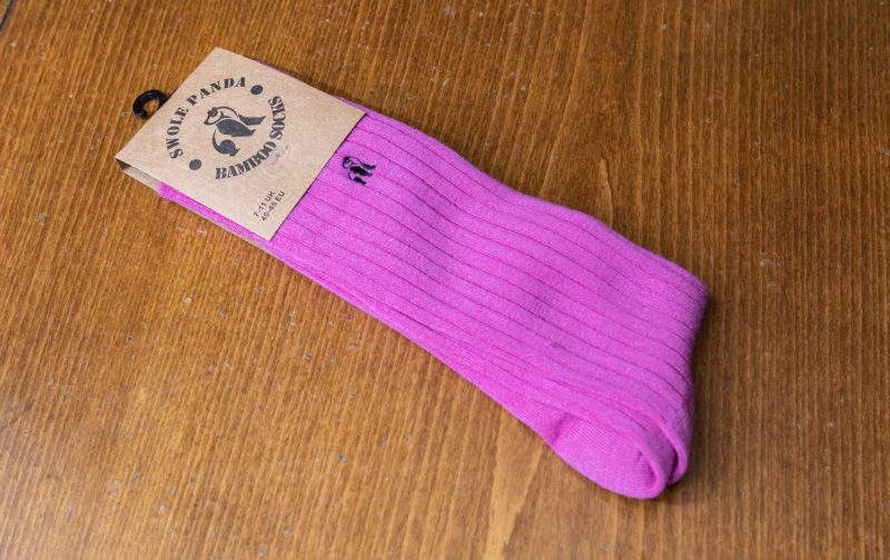 Swole Panda bamboo ribbed sock in rich pink