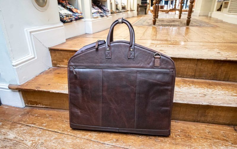 Ashwood leather suit carrier in temponado brown luxurious leather