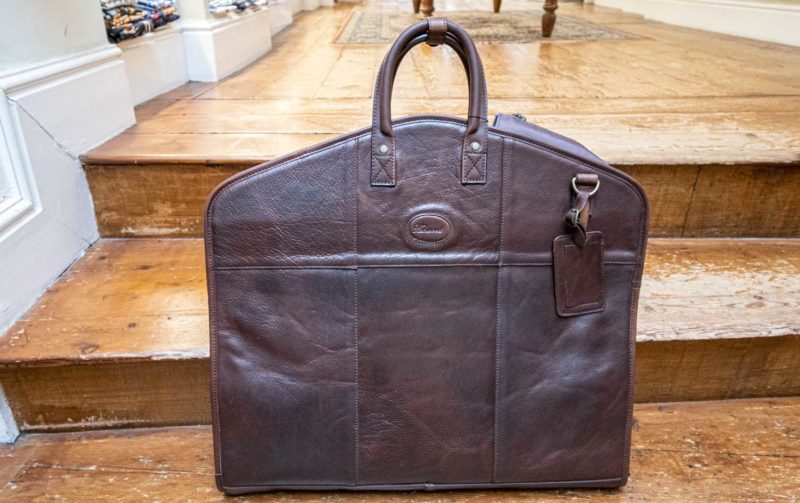 Ashwood leather suit carrier in temponado brown luxurious leather
