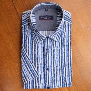 Casa Moda short sleeve shirt with blue and white stripes