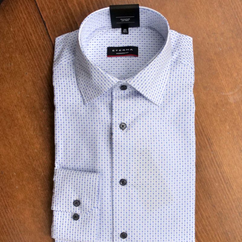 Eterna shirt with small blue squares on white