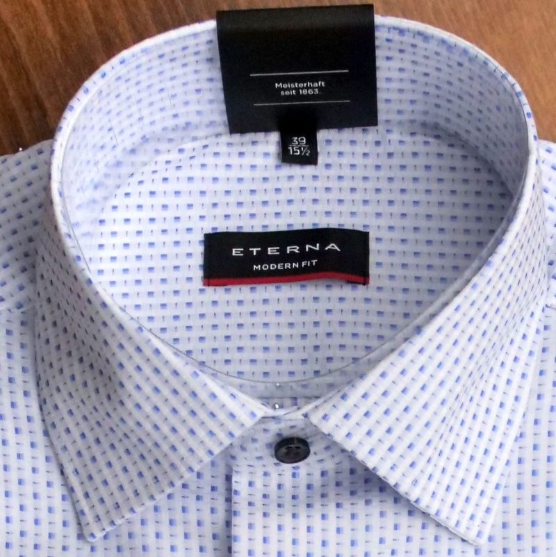 Eterna shirt with small blue squares on white