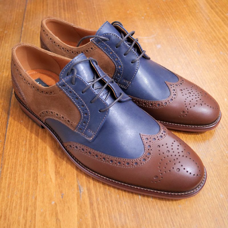 Lacuzzo blue and brown leather and suede brogues