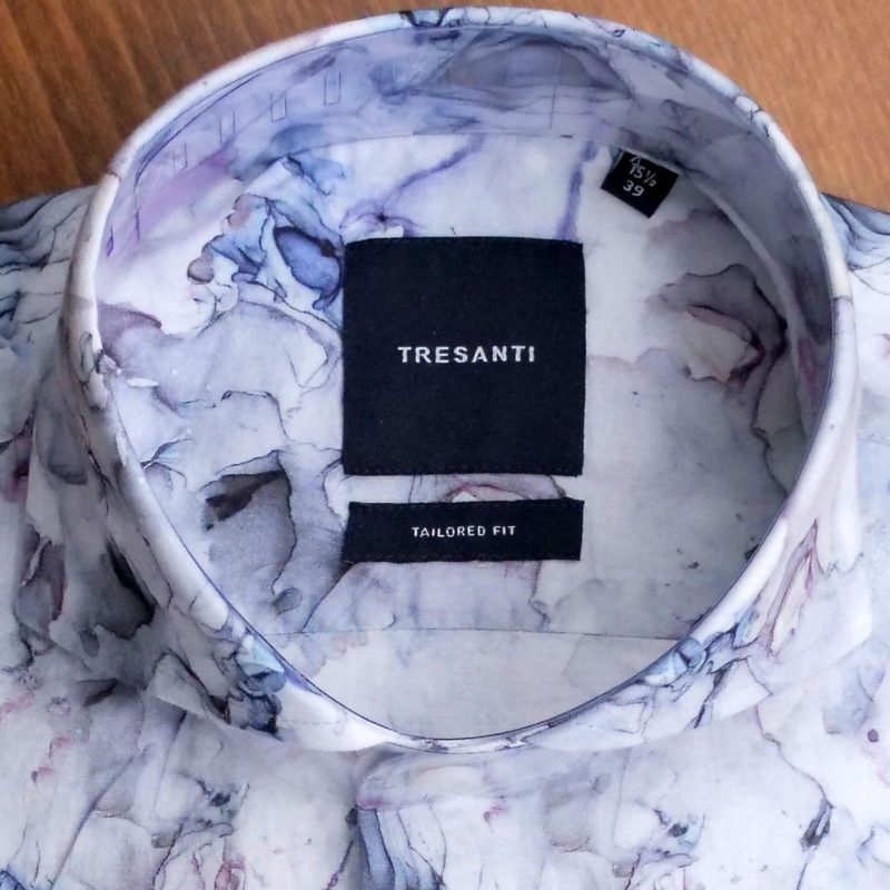Tresanti shirt with pink and grey abstract design on white