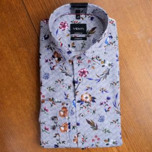 Venti shirt with exotic flowers on grey