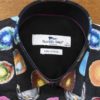 Claudio Lugli shirt multiple colourful circular shapes on black with black lining