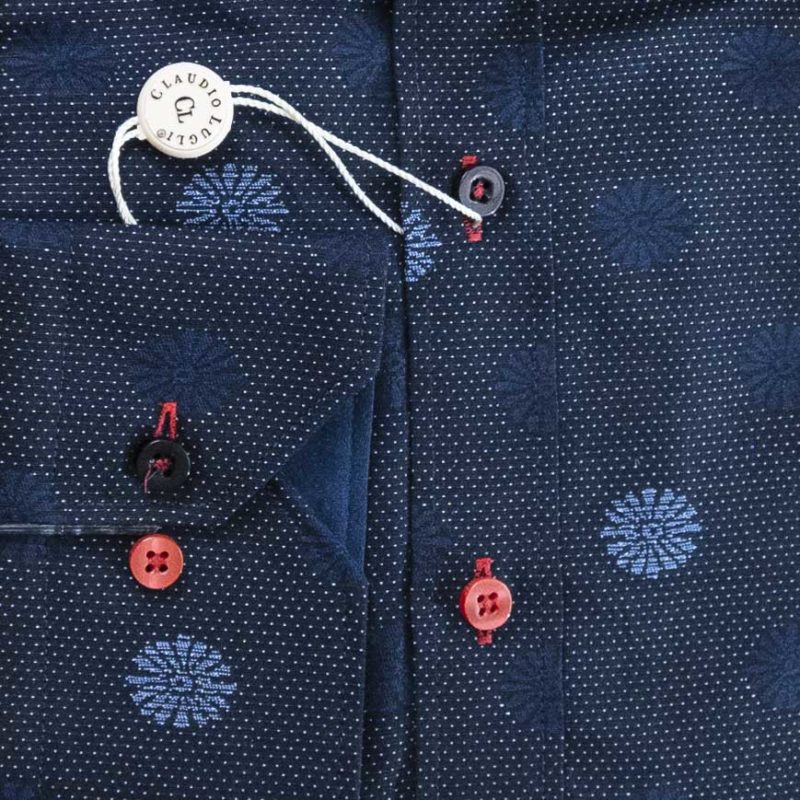 Claudio Lugli navy shirt red detailing and dark blue lining