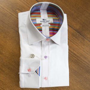 Claudio Lugli white shirt with detailing and striped lining