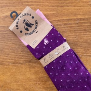 Swole Panda bamboo sock in purple with pink toes