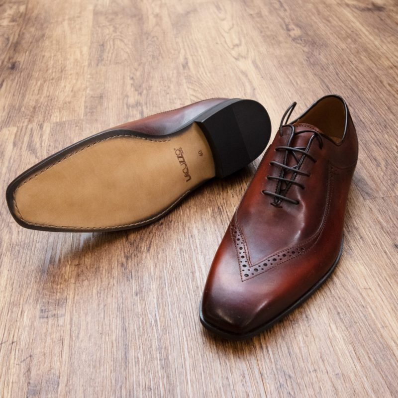Lacuzzo, brown leather semi-brogue lace up.