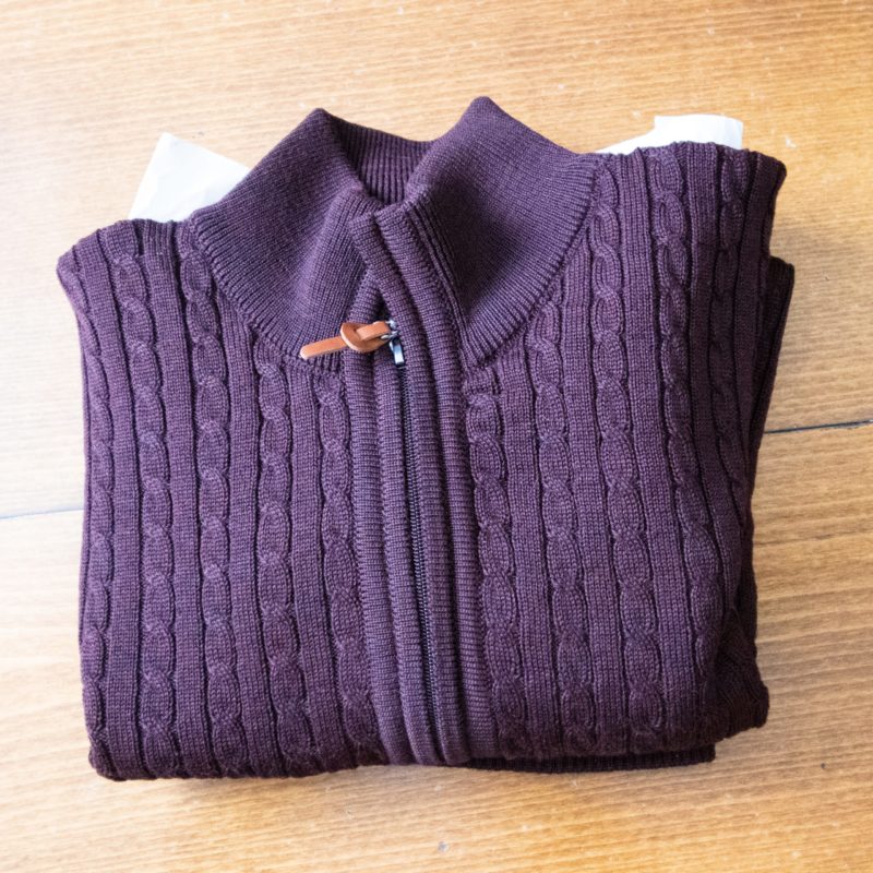 Gabucci zip in maroon merino wool mix, the ideal Christmas gift