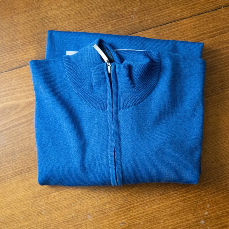 Gabucci zip in pale blue merino wool