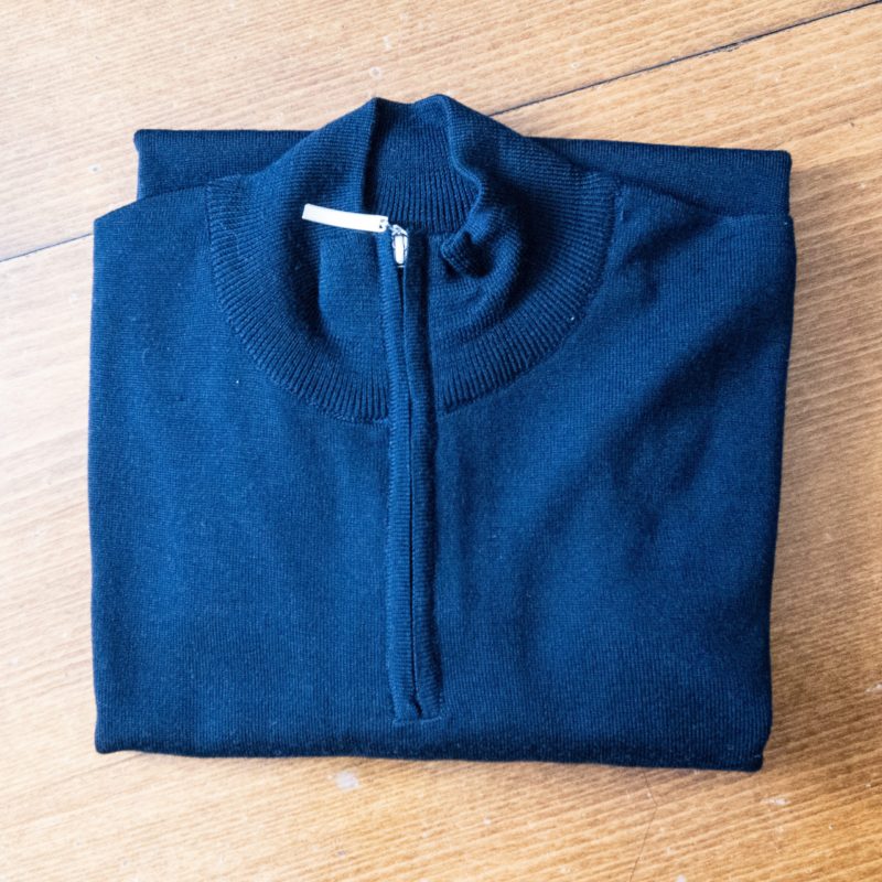 Gabucci zip in dark blue merino wool