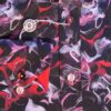 Claudio Lugli black shirt with grey pink and red smoke shapes with red lining