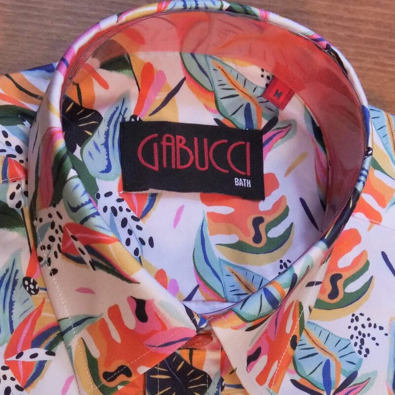 Gabucci white shirt with bright exotic foliage