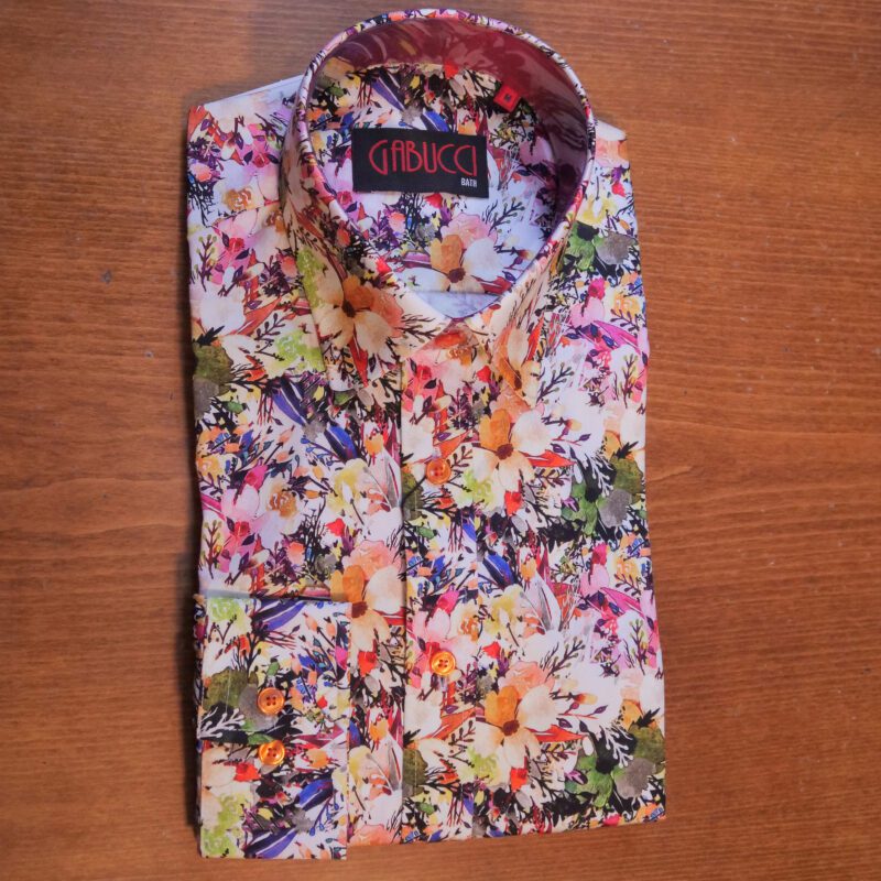 Gabucci white shirt with spring foliage and large flowers