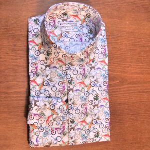 Giordano white shirt with coloured bicycles ridden by animals