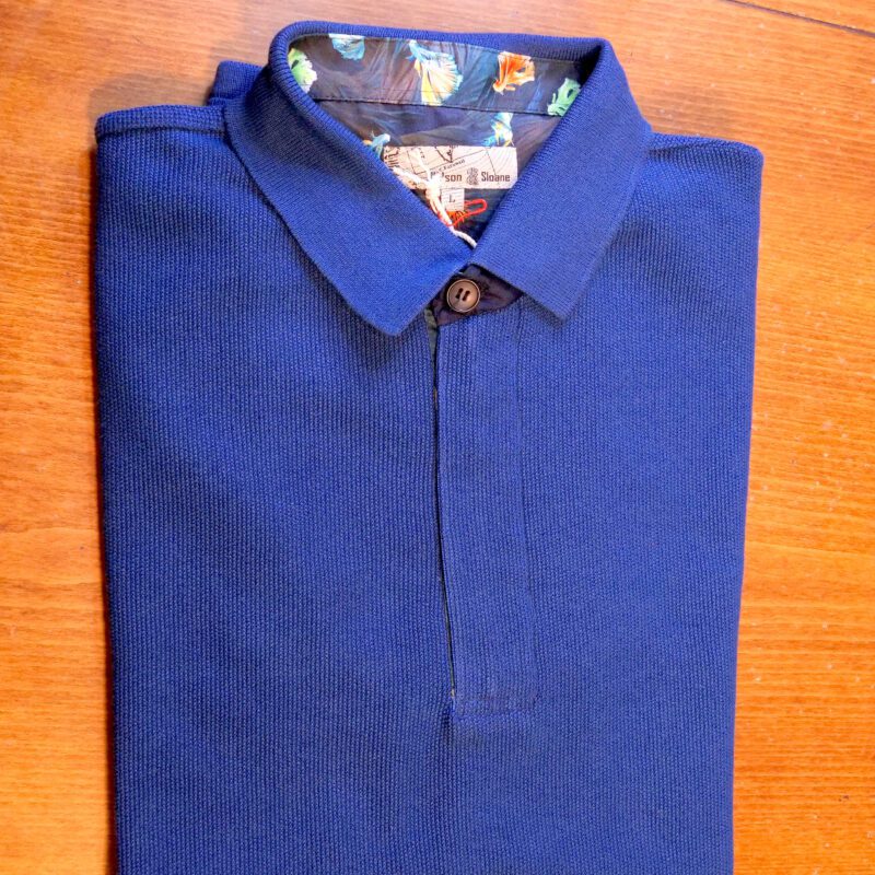 Wilson and Sloane mid blue cotton polo shirt