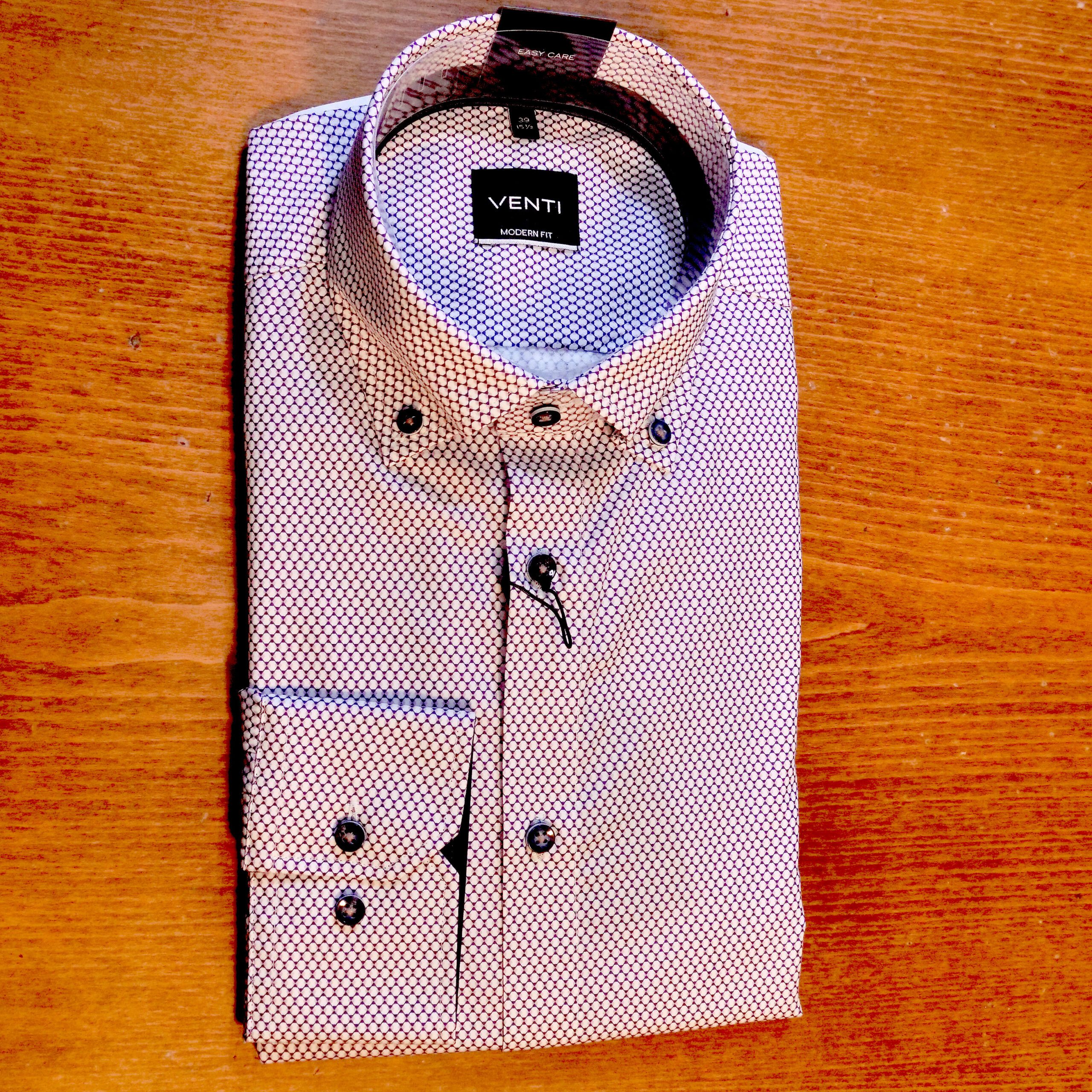 Mini-pattern officer-collar shirt Modern fit