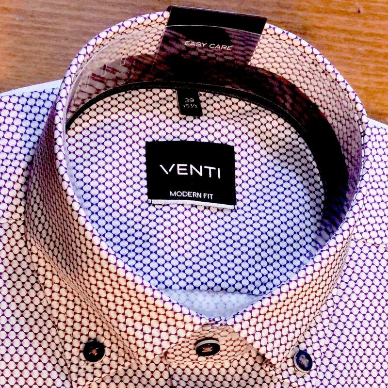 Venti brown shirt with small off white polygons as a pattern
