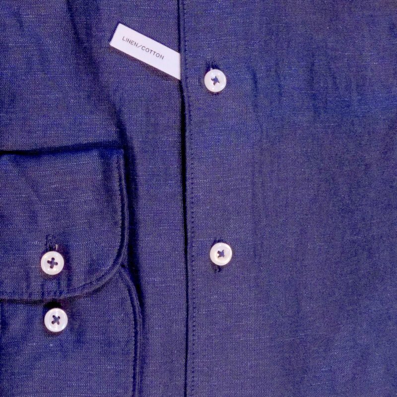 Eterna dark blue shirt with a linen cotton mix