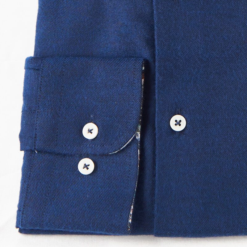 Giordano shirt soft in dark blue with a floral inner collar and cuff lining from Gabucci, Bath