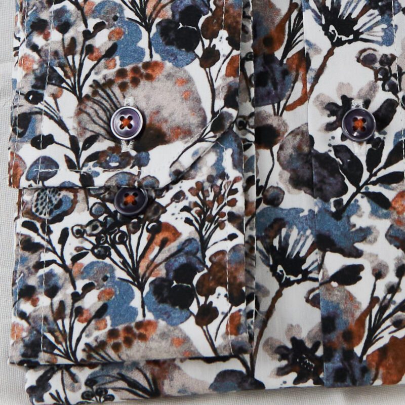Venti white shirt with blue grey and rust flowers and foliage from Gabucci Bath