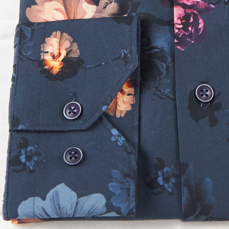 Giordano shirt midnight blue with large blue orange and pink flowers from Gabucci Bath