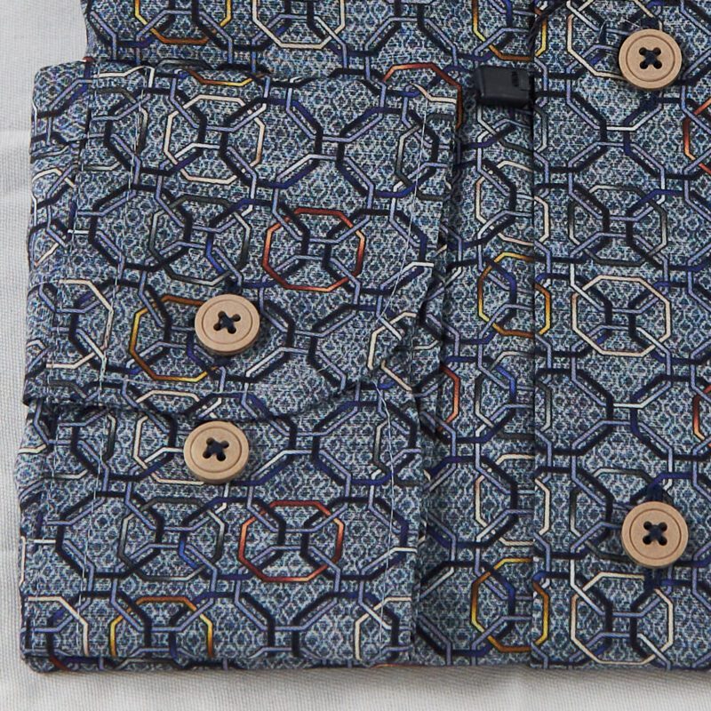 Eden Valley grey shirt with colourful interlocking octagons from Gabucci Bath