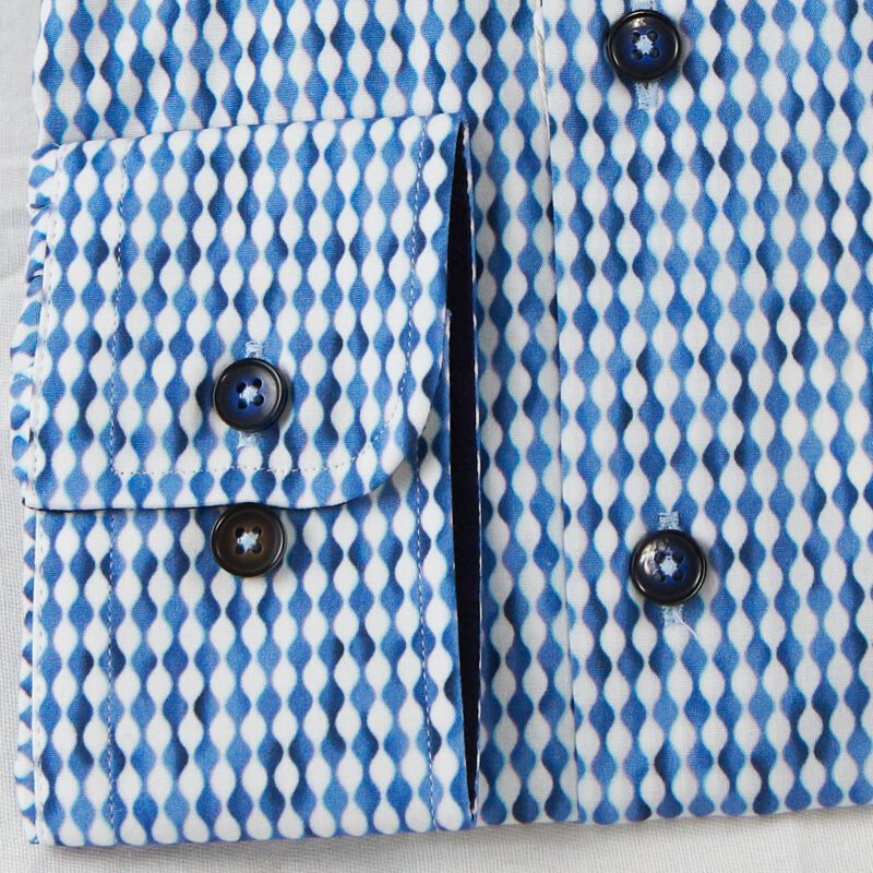 R2 blue and white striped shirt with lozenge stripe design from Gabucci Bath