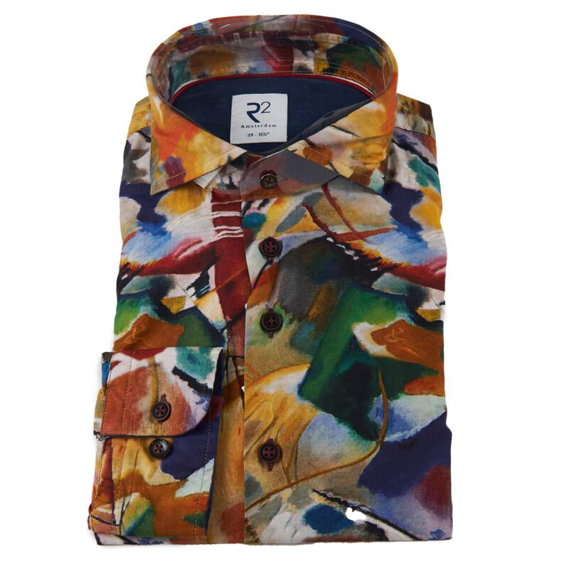 R2 blue shirt with autumnal colours and design from Gabucci Bath