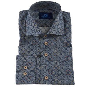 Eden Valley grey shirt with colourful interlocking octagons from Gabucci Bath