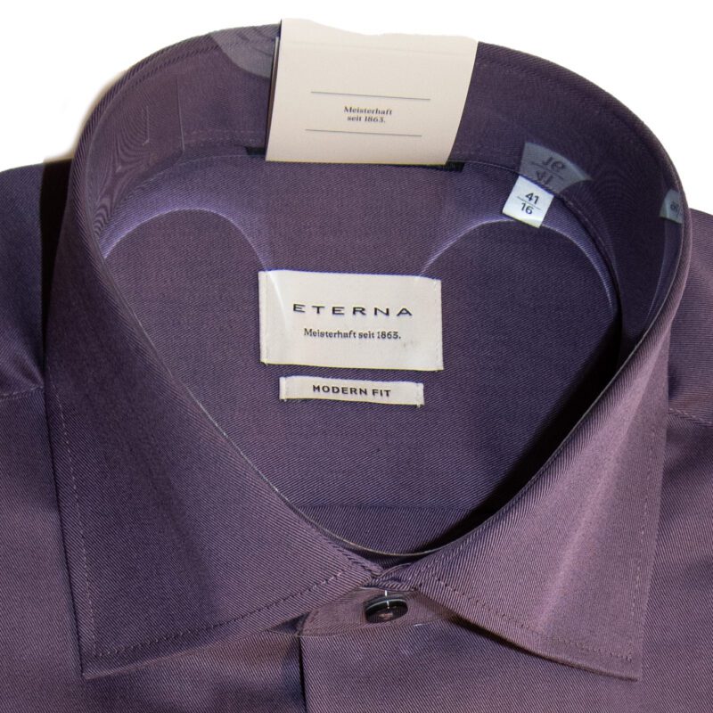 Eterna purple modern fit city shirt, very smart, suitable for most occasions, add some colour to the city. From Gabucci Bath.