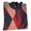 Baileys winter zip in reds and charcoal in wool mix with silk