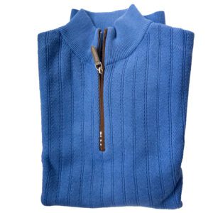 Glenmuir cotton and cashmere zip in tahiti blue from Gabucci Bath