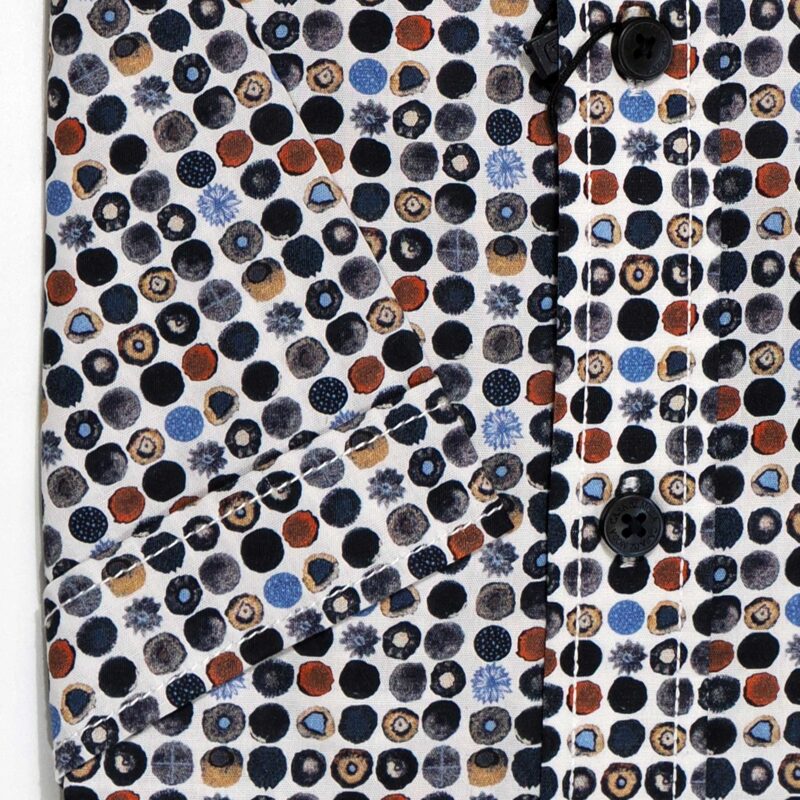 Casa Moda white short sleeved shirt with small blue and brown circles from Gabucci Bath