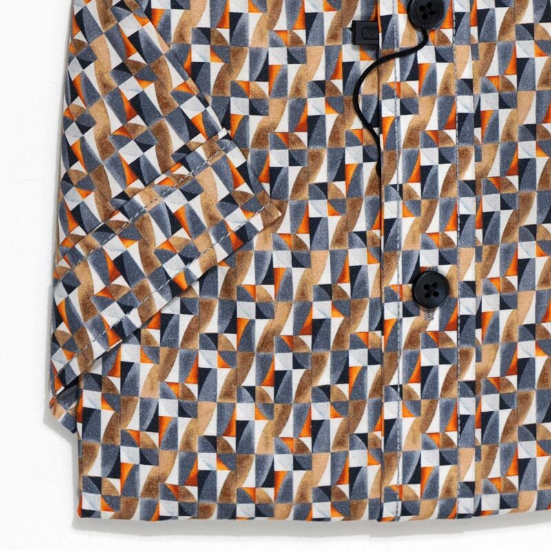 Casa Moda short sleeved shirt with brown, white, grey and orange shapes