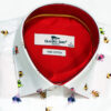 Claudio Lugli shirt in white with colourful bees and a red lining from Gabucci Bath