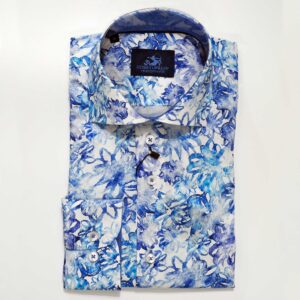 Eden Valley white shirt with big blue flowers from Gabucci Bath